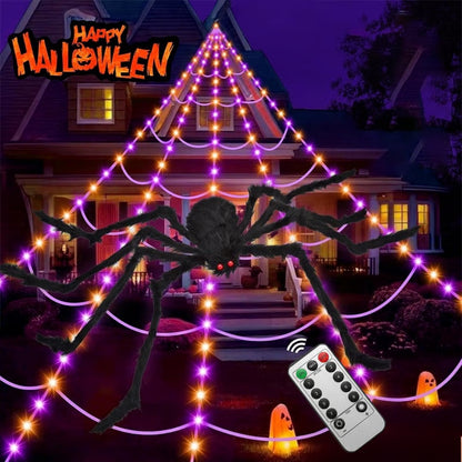 17 FT 455-LED Outdoor Halloween Spider Web Lights
